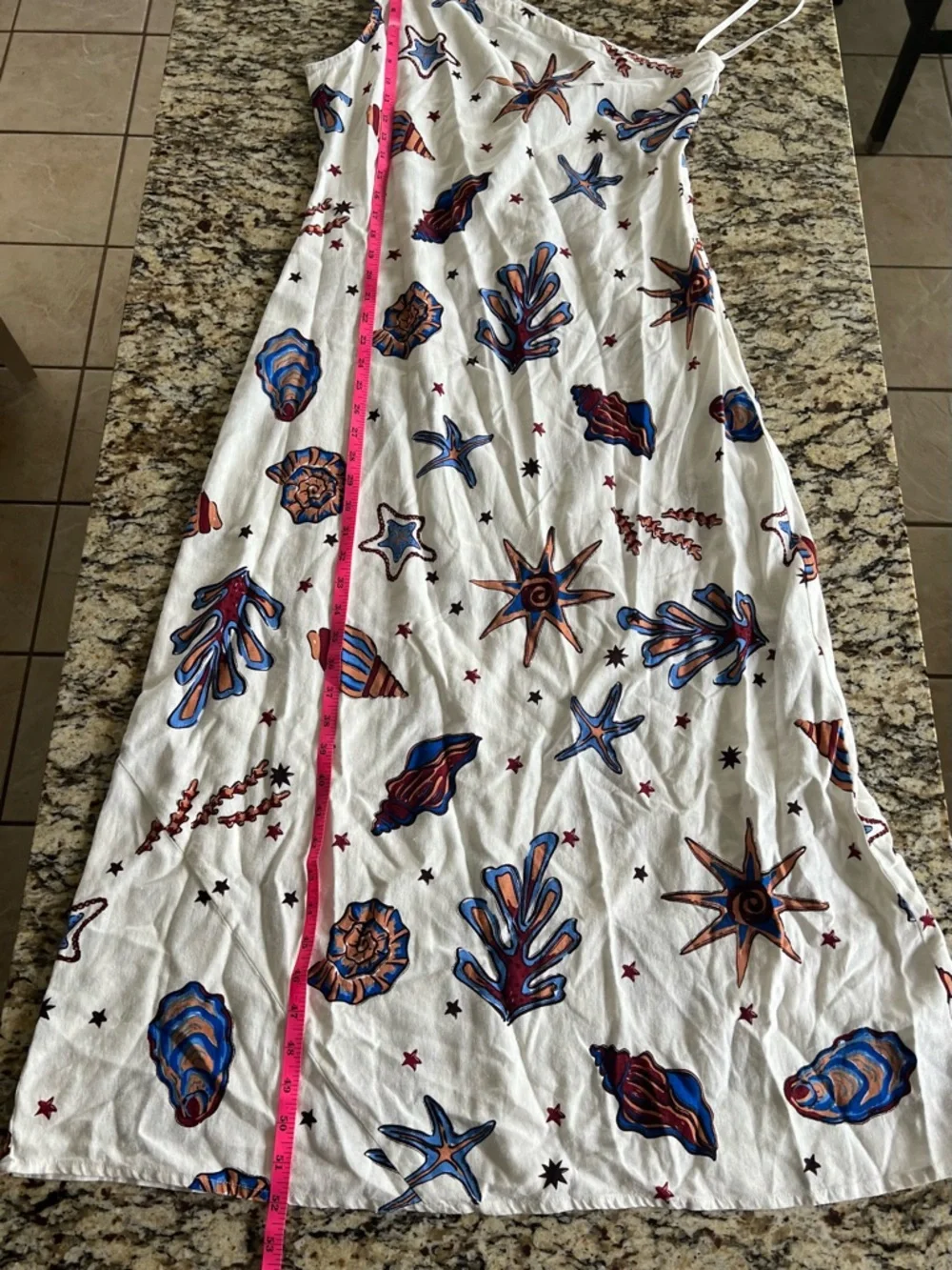 NWOT ONE-SHOULDER SEASHELL PRINT DRESS M - Picture 11 of 14